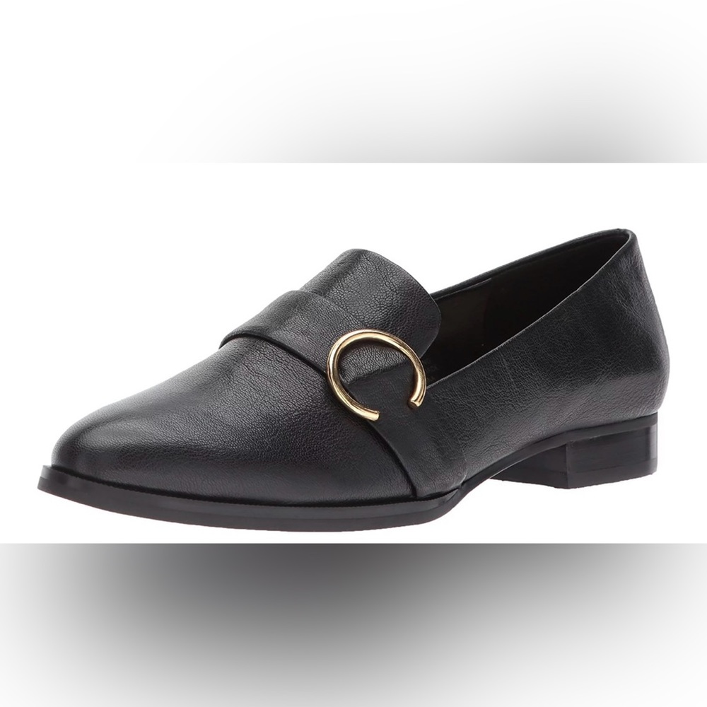 NINE WEST Leather woman’s Gold HUFF Loafer Flats